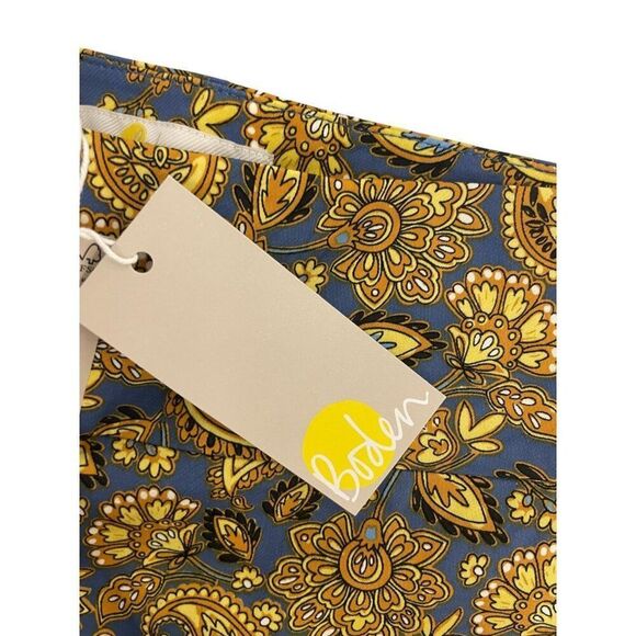 Boden Womens Pants UK 12 US 8 Gold blue Paisley Wide Leg Trousers R0305 NWT - Picture 7 of 11